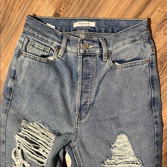 PacSun Women's High Rise Distressed Blue Jeans - Picture 4 of 6
